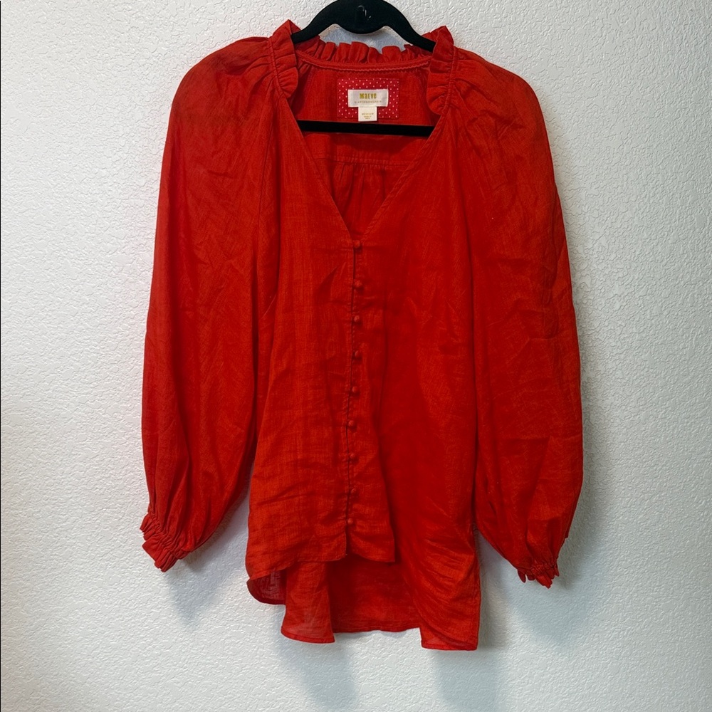 Maeve Red Button-Up Blouse